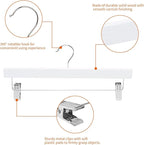 Amazon Basics Durable Wooden Pants and Skirt Hangers with Clips,Closet Organizer,White,(Pack of 60)