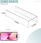 Acrylic Shelf Riser 10x4.3x2 pack of 2, Clear Display Shelf 10” for Figure, Cosmetics, Bags, Shoes, Toys, Collectibles, 10x4.3x2 Inch