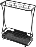 Umbrella Holder Stand,Metal Umbrella Holder Stand with Removable Drip Tray,Industrial Free Standing Umbrella Rack Organizer for Entryway Home Office Patio Decor,18 Slots 20 Hooks