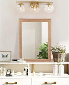 AAZZKANG Rustic Mirrors for Wall Rectangle Wooden Frame Hanging Mirror for Bedroom Bathroom Living Room Entryway Large 20"x16"