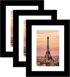 5x7 Picture Frame 3 Pack - Black Poster Frame Display Pictures 4x6 with Mat or 5 x 7 Without Mat for Wall Hanging Horizontal and Vertical