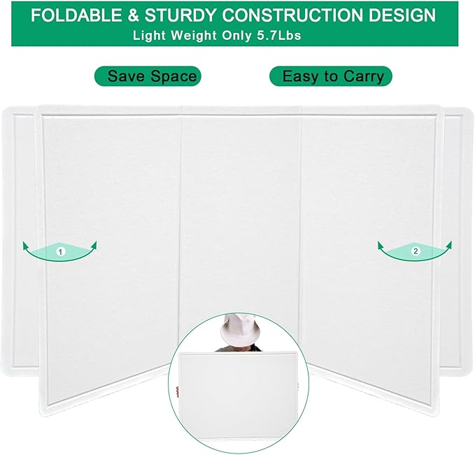 Large Bulletin Board - 72 X 48 inches Decorative Felt Pin Board - 6' x 4' Cork Board Alternative for Wall - Foldable Picture Board Self-Adhesive Vision Board Prayer Board with 30 Pushpins - Warm White