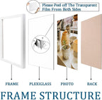 KTKDE A2 Picture Frame White Woodgrain Display 16.5x23.4 inch Poster Frames Vertical & Horizontal Wall Hanging Large Picture Frame and Artwork-Perfect for Christmas gifts and Home Decor