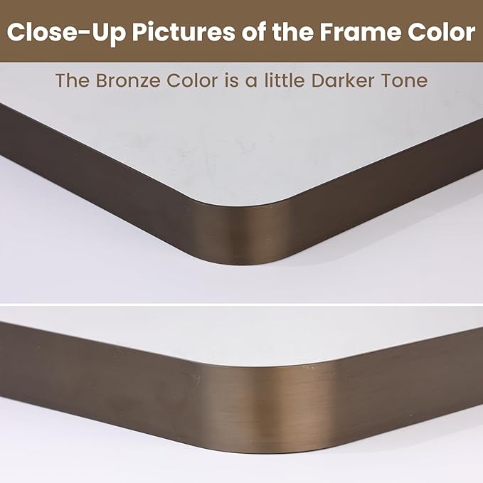 LOAAO 28”X36” Bronze Bathroom Mirrors for Vanity, Rounded Rectangle Brushed Bronze Metal Frame Mirror, Anti-Rust, Hangs Horizontally or Vertically