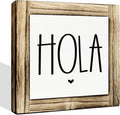 Hola Wooden Box Signs, Spanish Hello Signs for Front Door Decor, Farmhouse Desk Sign Decor, Home Office Decors, Tabletop Decors for Cafe Shop Classroom, Housewarming Decoration, 5.9×5.9 inches