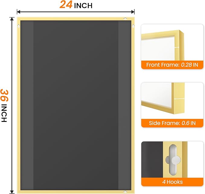TRAHOME Bathroom Vanity Mirror for Wall, 2 Pack 36" x 24" Metal Framed Rectangular Bathroom Wall Mirror for Over Sink, HD Shatterproof Glass, Hangs Horizontally or Vertically(Gold)