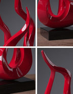 Abstract Sculpture Decor Modern Art Gift Holy Flame Figurine Statue for Bookshelf Table Desktop Office Red 16.5 Inch