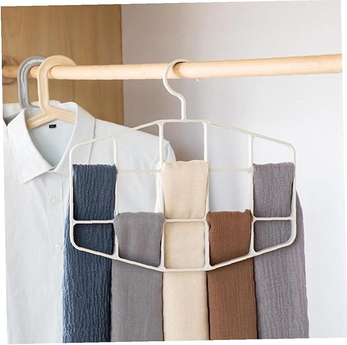 1pc Tiered Scarf Holder, Scarf Hanger Space-Saving Hanging Wardrobe Organiser for Scarves Ties Belts (White)