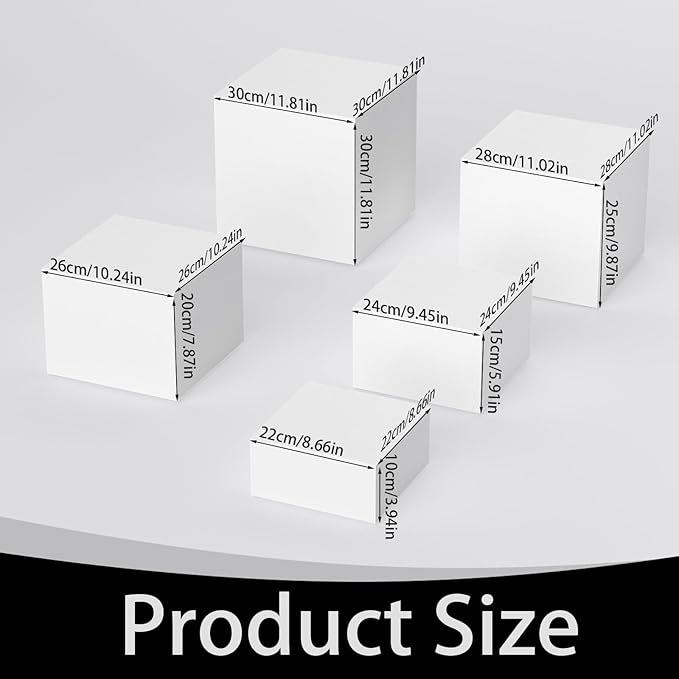 Extra Large White Acrylic Buffet Risers Cube Box Food Risers for Buffet Dessert Table 12 inch Set of 5 Tier Display Stands for Weddings,Shop Display,Large Food Risers Display for Food,White Acrylic Square Boxes Risers 12inch Tall
