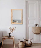 AAZZKANG Rustic Mirrors for Wall Rectangle Wood Frame Mirror Decorative for Farmhouse Bedroom Bathroom Living Room Small