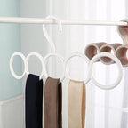 ﻿﻿﻿﻿﻿﻿﻿﻿﻿﻿﻿7-Piece Multifunctional Scarf Organizer for Belt, Waistband, and Tie Holder, 5-Ring Hole Slots Design to Save Space | Essential for Home Wardrobes | Storage Tool for Housewives (Black)
