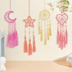 INFUNLY 24 Set DIY Small Dream Catcher Kit Candy Colors Mini Dream Catcher Kit Star/Moon/Heart/Round Handmade Dreamcatcher Kit with Instructions Hanging Ornament for Bedroom Car Mirror Keychain Bag