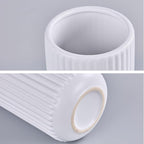 White Ceramic Flower Vase for Pampas Grass, 8 inch Small Decorative Centerpiece Ribbed Vase for Dining Table, Office Desktop, Shelf Bookshelf, Mantel, Entryway, Bathroom, Countertop, Farmhouse, Gift
