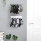 Mkono Hat Rack for Wall Wooden Baseball Caps Organizer with 20 Hooks Rustic Cowboy Hat Hanger Wall Mounted Caps Display Rack for Closet Bedroom Entryway, Set of 2, White