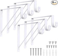 6 Pack Closet Rod Bracket, Heavy Duty Closet Rod Support with Rod Holder, Wall Mounted Closet Shelf Brackets with Triangle Stabilizing Design for Closet, Bathroom and Kitchen, White