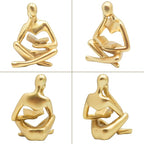 Jinkoozz Gold Reading Women Statue, Thinker Sculptures, Abstract Art Ornament, Modern Aesthetic Figurine Decoration, Suitable for Home Living Room Bedroom Office Shelf Table Desk Bookshelf Decor