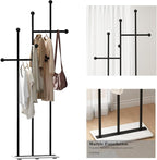 Modern Coat Racks with Marble Base Heavy Duty Clothes Rack Metal Coat Tree for Clothes Hats Scarfs Totes-19.7''L, BLACK