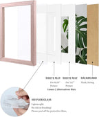 Egofine 11x14 Picture Frames Set of 4, Made of Solid Wood Covered by Plexiglass 5x7 and 8x10 with Mat or 11x14 without Mat, for Table Top Display and Wall Mounting Photo Frame Peach Pink