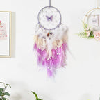 Purple Dream Catcher Wall Decor Feather Dream Catchers with Crystal Tree of Life Pendant Handmade Dreamcatcher Wall Hanging Ornament for Bedroom Living Room Home Decor