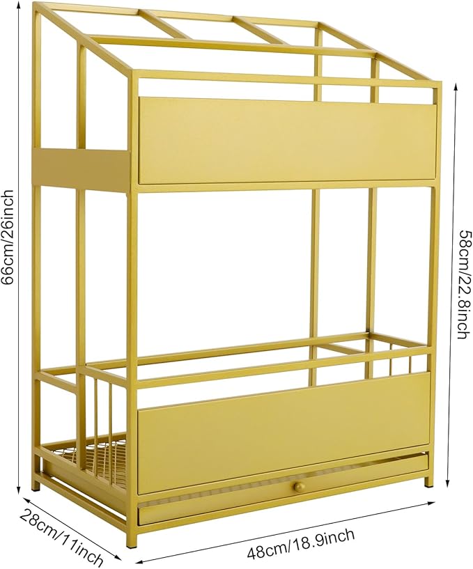 Umbrella Holder Entryway, Umbrella Stand Rack 18.9*11*26in Metal Square Umbrella Rack Organizer Removable Drip Tray Raised Feet Hollow-Out Design Drip Tray Handle for Holds Umbrellas, Canes