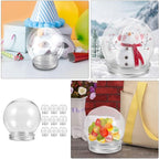 BESTOYARD 20Pcs DIY Snow Globe Water DIY Kit - Clear Water Globe Jars, Photo Snow Globes, Fancy Snow Globes with Glitter Flakes