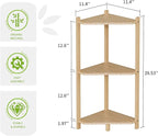 Wisuce Corner Shelf, 100% Real Bamboo Shower Corner Shelves Free Standing Shelf Storage Organizer for Bathroom Living Room Kitchen (Natural, 3 Tier)