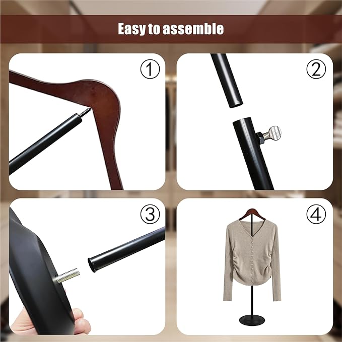 Eunika 2 Pack Adjustable T Shirt Display Flexible Shoulder Stand, 16-31 Inch Portable Metal Shirt Rack Display Stand Garment Coat Holder for Clothing Garment Coat Retail Vendor, Cloakroom