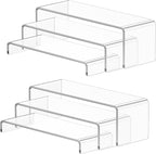 6 Pcs Large Acrylic Display Risers (7" L~8" L), Sturdy Rectangular Dessert Stands, Perfume Shelf Organizer, Clear Riser Stands, Display Shelves for Cupcake, Perfume, Figure, Collection, Decoration.