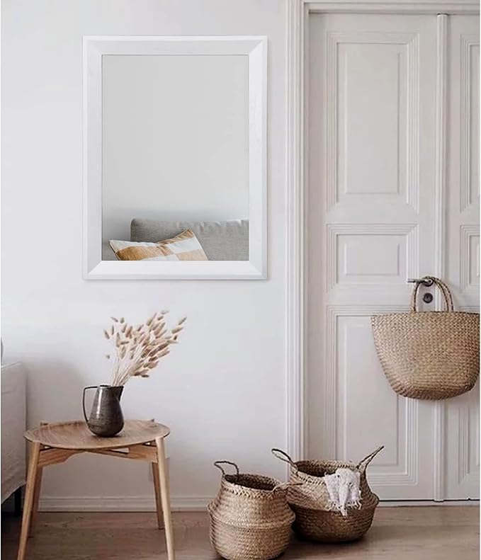 AAZZKANG Rectangular Wall Mirror Decorative Wood Framed Mirrors Large 26"x18" for Farmhouse Bedroom Bathroom Living Room Entryway Hanging Home Decor
