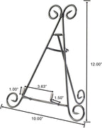 Huji Sturdy Iron Display Stand Holder For Home Kitchen Decoration Platters, Pictures, Frames and Books. (1, 12")