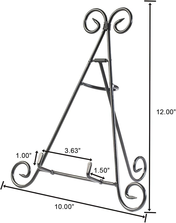 Huji Sturdy Iron Display Stand Holder For Home Kitchen Decoration Platters, Pictures, Frames and Books. (1, 12")