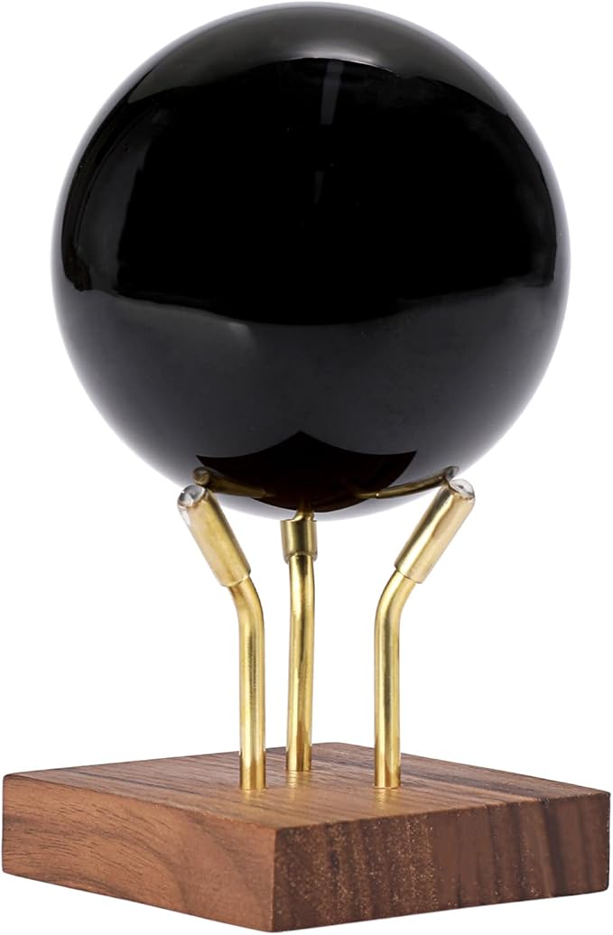 Hipiwe Sphere Display Stand Easel for Crystal Ball Mineral Geodes Rock Agate Small Collectibles Three Metal Peg Rock Display Easel with Wooden Base, Large