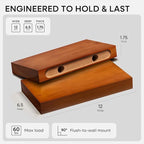 Homeforia 12 inch Oak Floating Shelf, High End Solid Real Wood 12inch Small Floating Shelves for Wall Mounted, Honey Oak Wooden 12in Floating Shelves, Heavy Duty Bracket, 12 X 6.5 X 1.75 in, Set of 4