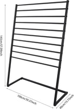 Scarf Organizer, Metal Hijab Organizer, 10 Tier Scarf Holder Hanger for Multiple Scarves, Freestanding Hijab Stand Belt Pants Hanging Rack for Home, Commercial, Clothing Store (Black, 100cm)