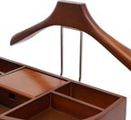 Wooden Valet Stand for Men, Suit Stand and Clothes Valet with Accessory Tray, Trouser Bar, and Shoe Base, Mens Valet Stand for Bedroom and Closet Organization, Brown