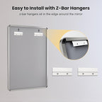 LOAAO 22X30 Inch Brushed Nickel Bathroom Mirror, Rounded Rectangle Silver Metal Frame Mirror, Brushed Nickel, Anti-Rust, Hangs Horizontally or Vertically