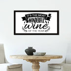 Life Positive Quote Vintage Style Wooden Signs with Bible Quotes Its the Most Wonderful Wine of the Year Black Frame Wooden Plaque Housewarming Gift for Desk Farmhouse Porch Cottage Wall Decor 12x22in
