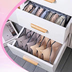 3 Set Underwear Organizer, Foldable Bra Underwear Drawer Organizer Divider Bins for Underwear, Socks, Ties, Bras, Underwear Storage Compartment Box (Gray)