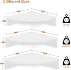 Homode Floating Corner Shelves, Set of 3 Wood Corner Wall Shelves with Wire Hole, 12 Inch Deep Hanging Corner Display Shelf for Living Room, Kitchen, Bedroom, White