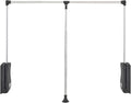 Rev-A-Shelf 35"-48" Adjustable Steel Telescopic Pull Down Hanging Rod for Closet, Chrome - Side Mounted Clothes System Organizer for Wardrobe or Clothing Cabinet, CPDR-3548