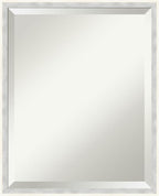 Amanti Art White Wall Mirror 21x17 Paige White Silver Rectangle Bathroom Mirror for Wall Decor Living Room, Small Modern Wood Frame, Hangs Horizonally and Vertically, Bathroom Decor, Beveled Edge