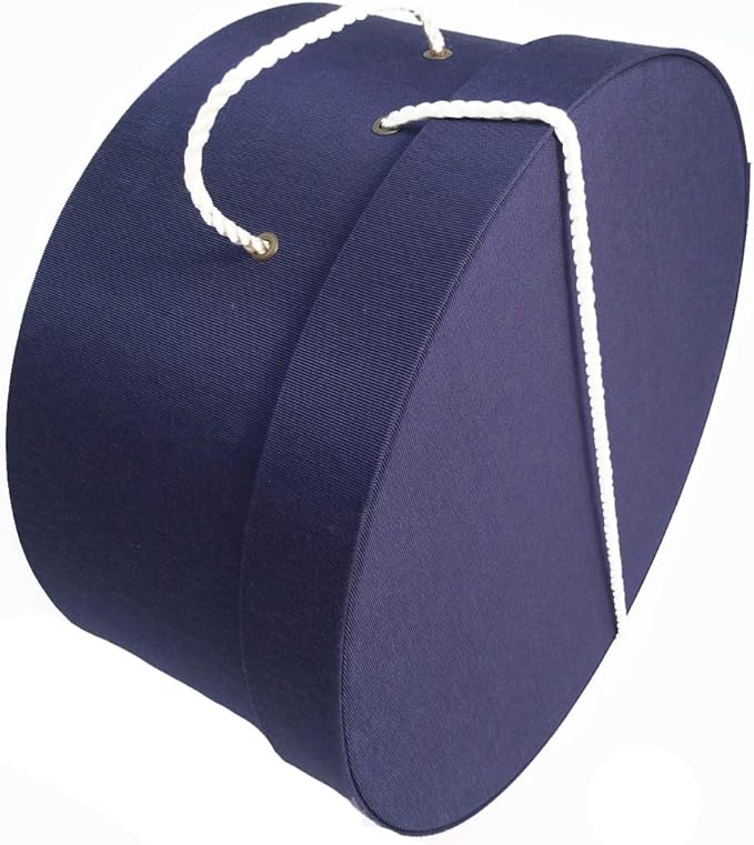 Sarah's Hat Boxes Classic Navy Hat Box – 8.75" x 4.5" (Dia. x Ht.) Handmade in USA – Odorless Non-Toxic Adhesive, Cording Handle – Premium Storage for Hats & Accessories