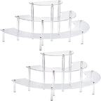 HENABLE Acrylic Display Risers, 3 Tier Clear Cupcake Perfume Stand Organizer, Half Moon Dessert Stand for Display, Food, Amiibo Funko POP Figure (2half