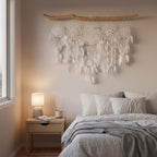 Dream Catchers Boho Wall Decor Macrame Wall Hanging Large Moon Phase Handmade Traditional Dream Catcher for Bedroom Adult Living Room Home Bohemian Decorations,Witchy Gifts(White Set)