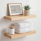 Homeforia 16 inch Natural Floating Shelf, High End Solid Real Wood 16inch Small Floating Shelves for Wall Mounted, Natural Wooden Floating Shelves, Heavy Duty Bracket, 16 X 6.5 X 1.75 in, Set of 4