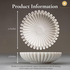 SWADESHI BLESSINGS HandCrafted Marble Ruffle Bowl/Antique Scallop Bowl/Fruit Bowl/Vintage Ring Dish/Decorative Flower Dish/HouseWarming Gift/Wedding Gifts/Urli (12 Inches)