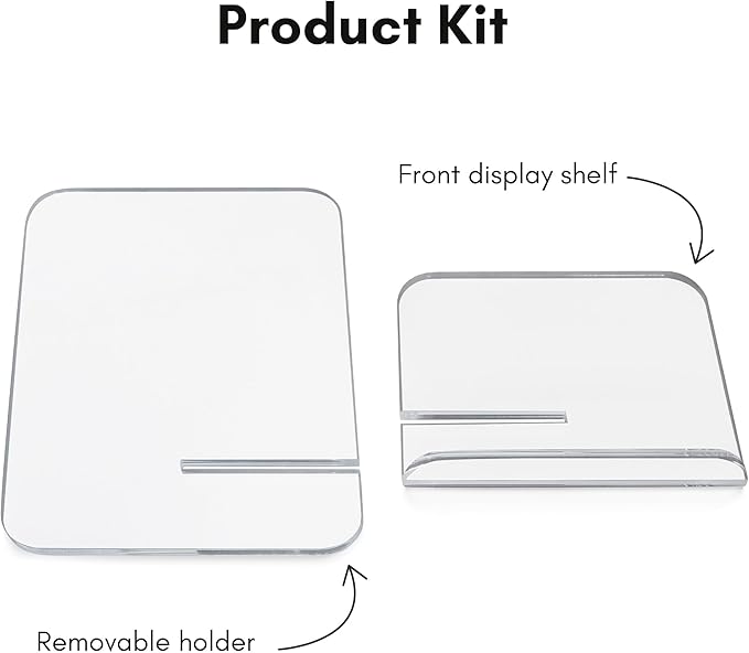 Americanflat Clear Acrylic Book Stand with Ledge - Acrylic Stands for Display - Cook Book Stand, Magazine, and Comic Holder for Tabletop