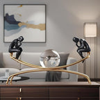 Thinker Statue & Sculpture, Modern Home Decor Statue, Gold Abstract Thinker Sculpture – Desktop Decorative Figurine for Living Room, Office, Shelf, Bedroom, Cabinets