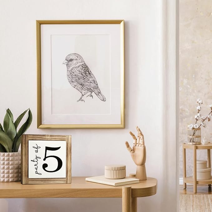 Party of 5 Signs, Family Signs, Box Sign Wood Desk Sign Decor, Farmhouse Wood Decoration, Home Party Decor Accessories, Living Room Decors, Decorative Wooden Table Signs, 5.9×5.9 inches