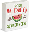 Farmhouse Summer Watermelon Wooden Box Sign Rustic Country Watermelons Box Sign Wood Sign Decor Summer Square Wood Sign Home Kitchen Desk Tabletop Shelf Decor 5 x 5